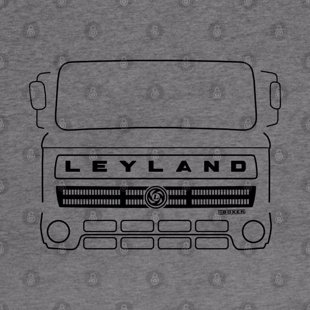 Vintage 1970s Leyland Boxer truck black outline graphic by soitwouldseem